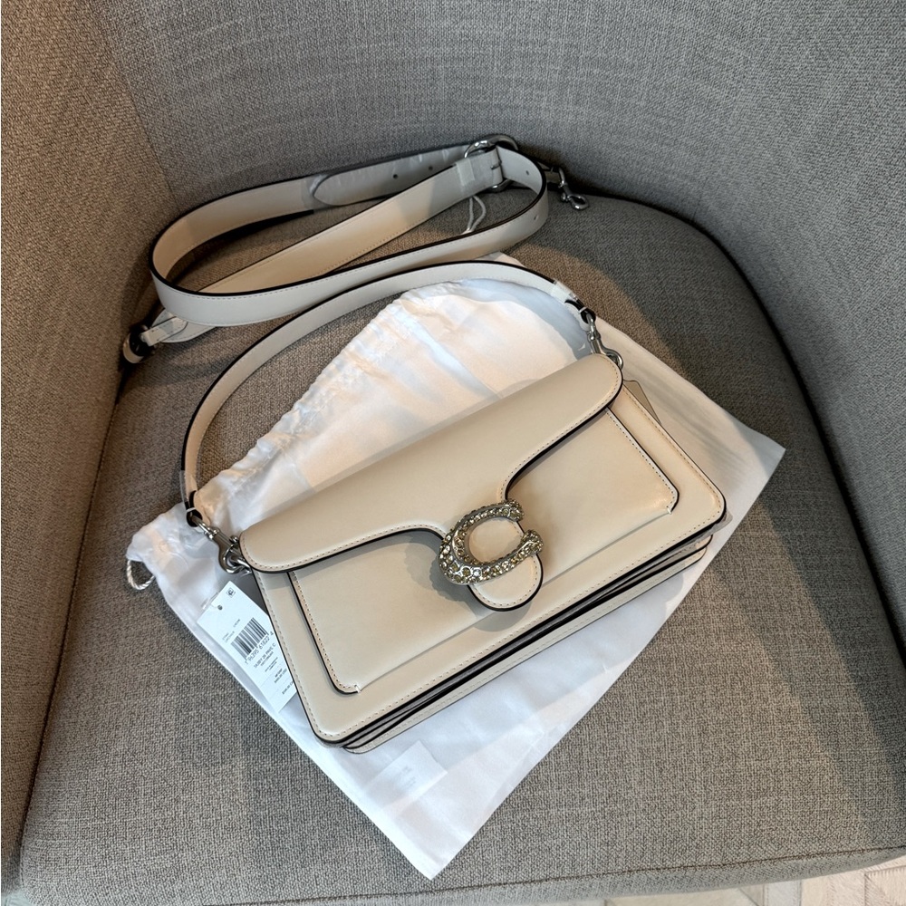 NWT Coach Tabby 26 Pave C Shoulder Bag Chalk White Calf Leather Crossbody Purse
